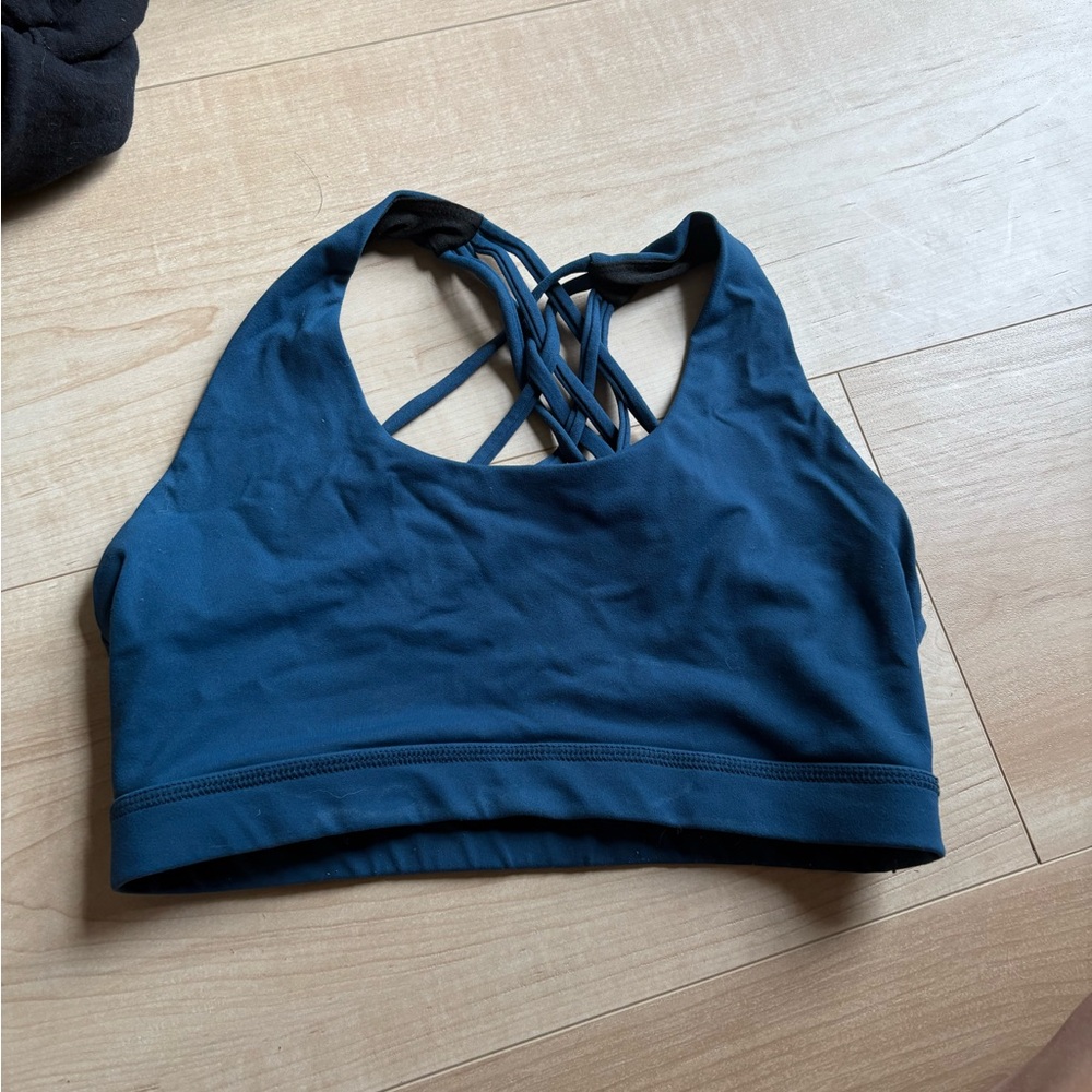Women's Strappy Blue Sports Bra